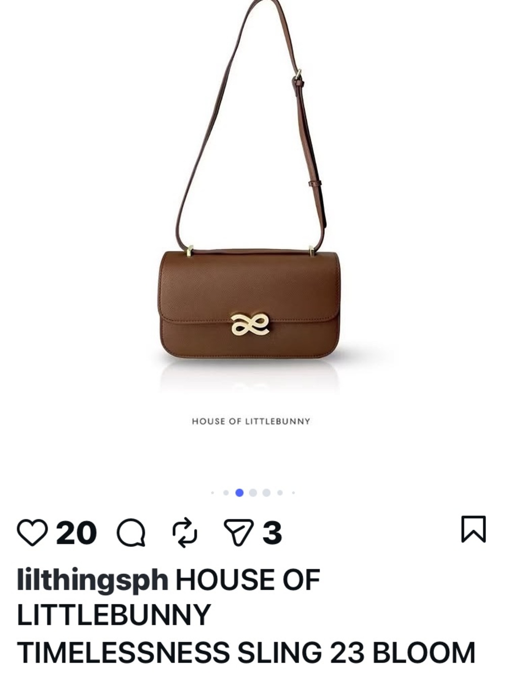 House of Little Bunny Crossbody Bag Brown Timelessness Sling 23  PU Lesther